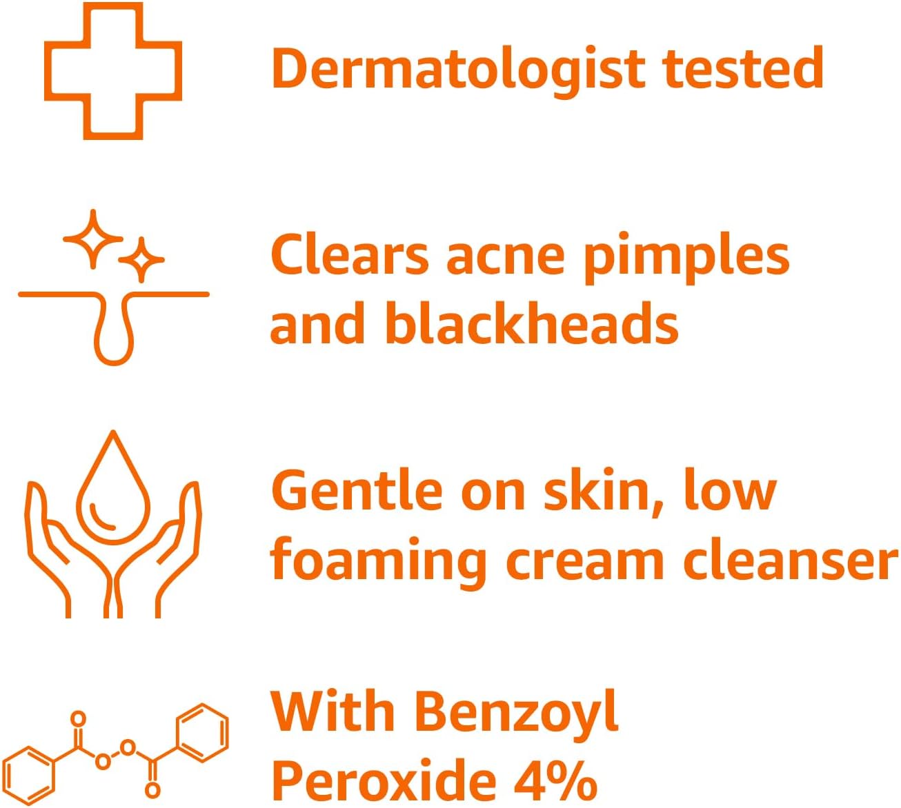 Amazon Basics Acne Cream Cleanser with 4% Benzoyl Peroxide, 5 Fluid Ounces, 1-Pack